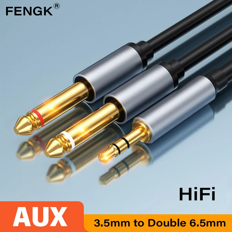 Audio Music Mixer - 3.5mm para duplo 6.5mm trs cabo