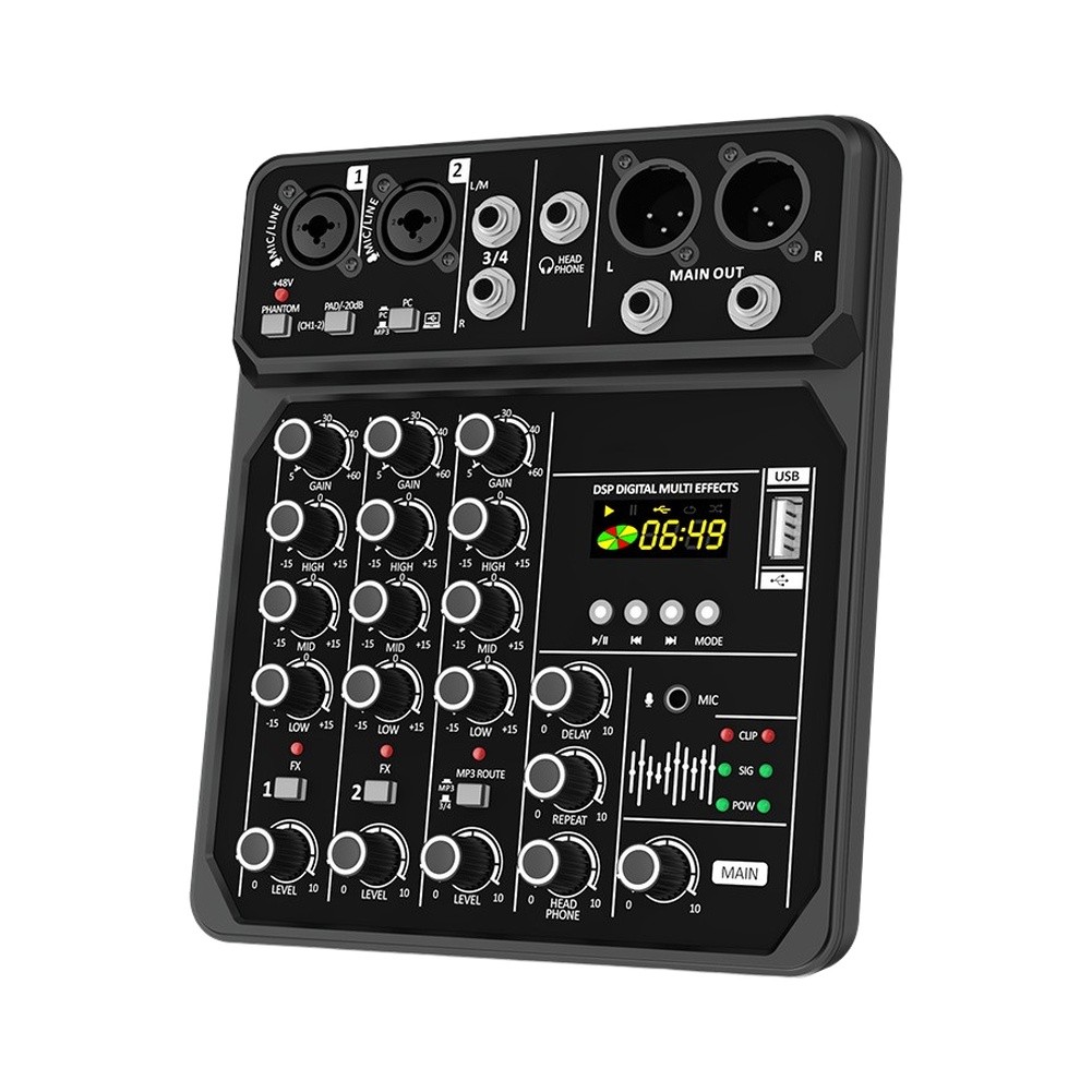 Audio Music Production - Mixer de Áudio Portátil de 4