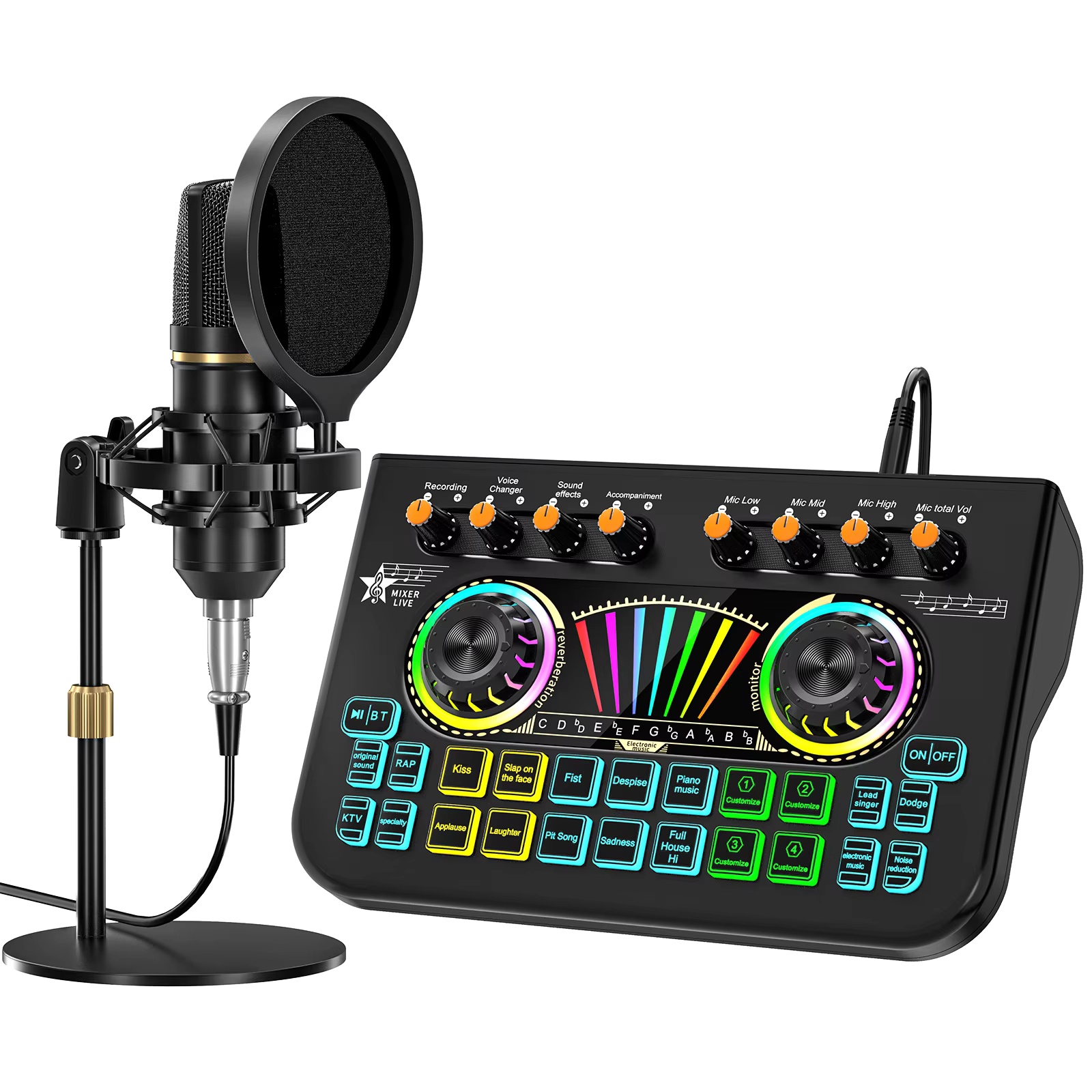 Audio Music Mixer - Kit de Microfone para Podcast Tenlamp