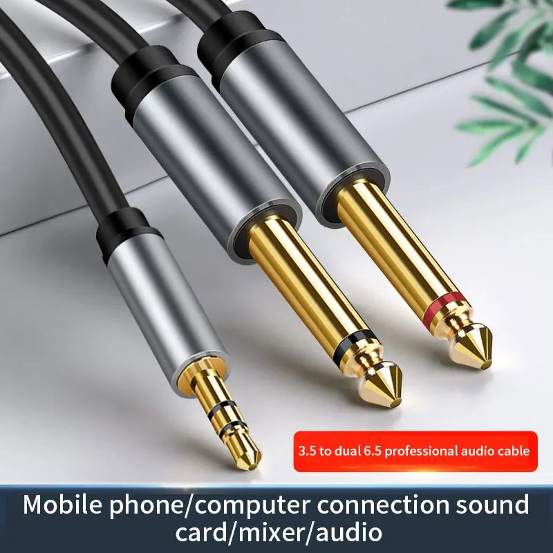 3.5mm para duplo 6.5mm trs cab - Audio Music Mixer avaliação e preço