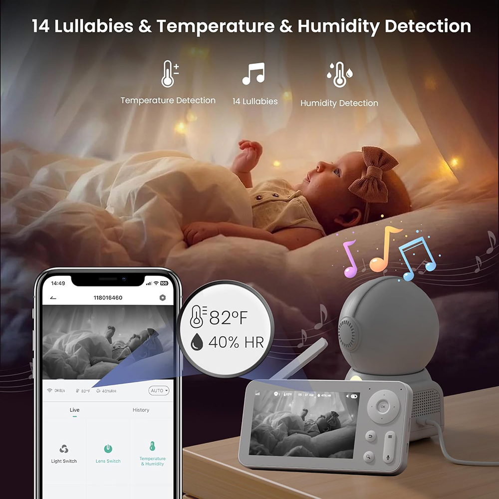Monitor de bebê 2K com 2 câmer - Audio Music App avaliação e preço